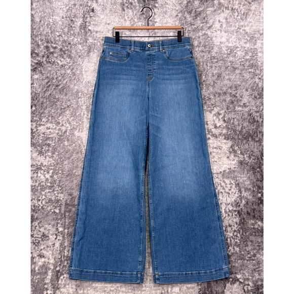 SPANX Jeans Large Womens SPANXshape Wide Leg Stretch Denim - Picture 1 of 7